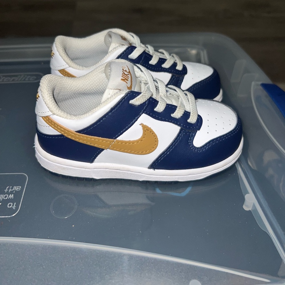 Nike Navy' Blue and Gold Dunks TD